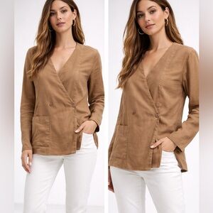 Suzanne Rae two bottom front thin blazer top Long Sleeve Cotton/Lyocell EUC Sz 4